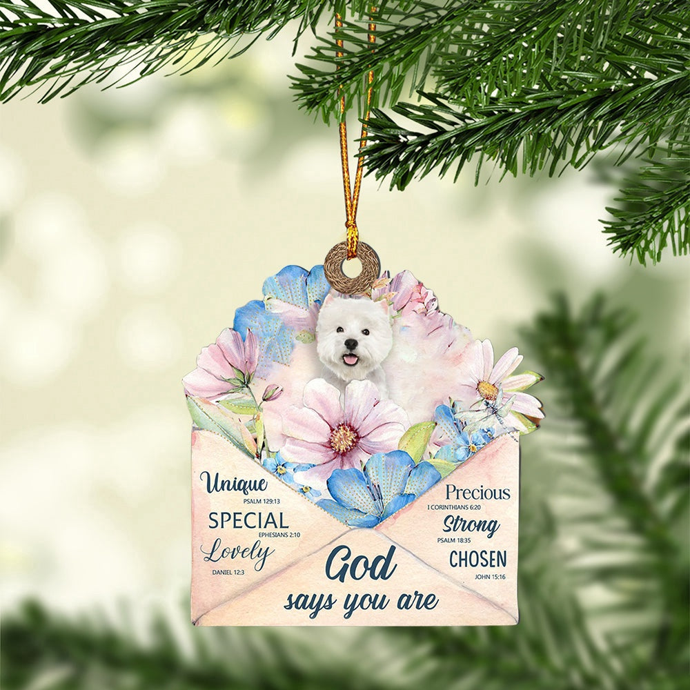 Dog Christmas Ornament, West Highland White Terrier God Says You Ornament, Pet Christmas Ornaments