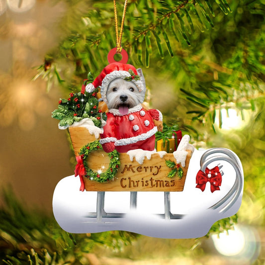 Dog Christmas Ornament, West Highland White Terrier Merry Christmas Ornament, Pet Christmas Ornaments