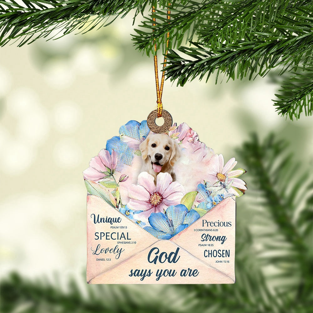 Dog Christmas Ornament, White Golden Retriever God Says You Ornament, Pet Christmas Ornaments