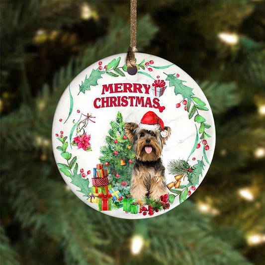 Dog Christmas Ornament, Yorkshire Terrier Tree Merry Christmas Ornament, Pet Christmas Ornaments