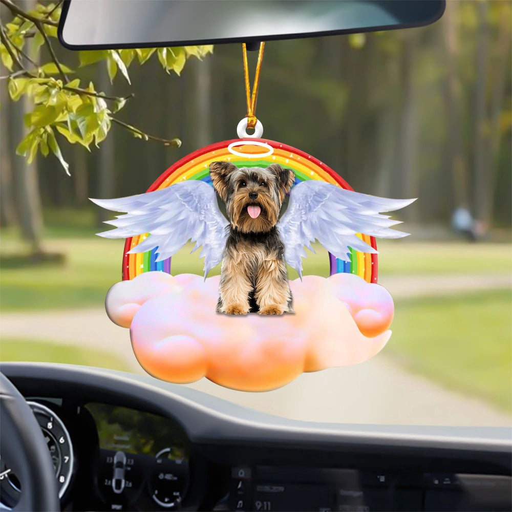 Dog Christmas Ornament, Yorkshire Terrier With Angel Wings Memorial Ornament, Pet Christmas Ornaments