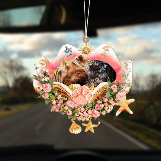 Dog Christmas Ornament, Yorkshire terrier Sleeping In The Seashell Ornament, Pet Christmas Ornaments