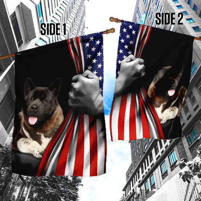 Dog Garden Flags, American Akita US Flag, Dog Flags For House, Dog Owner Gift