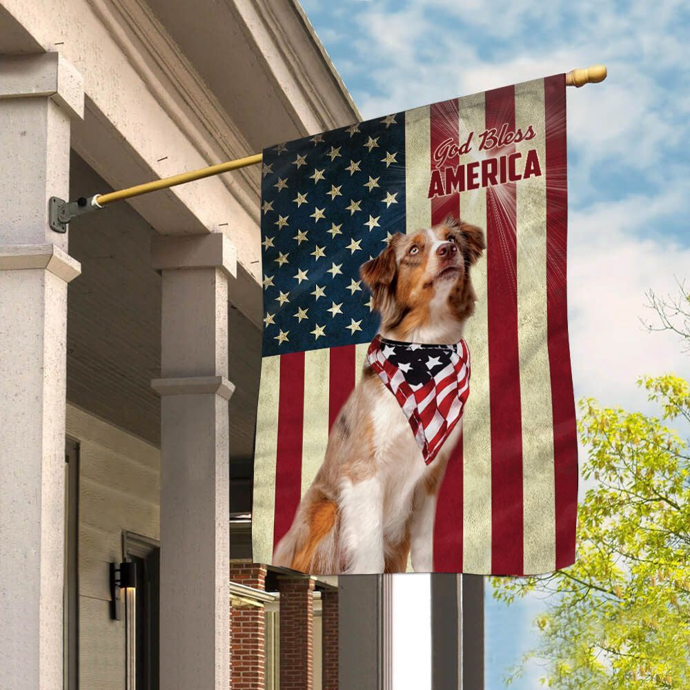 Dog Garden Flags, Australian Shepherd God Bless House Flag, Dog Flags For House, Dog Owner Gift