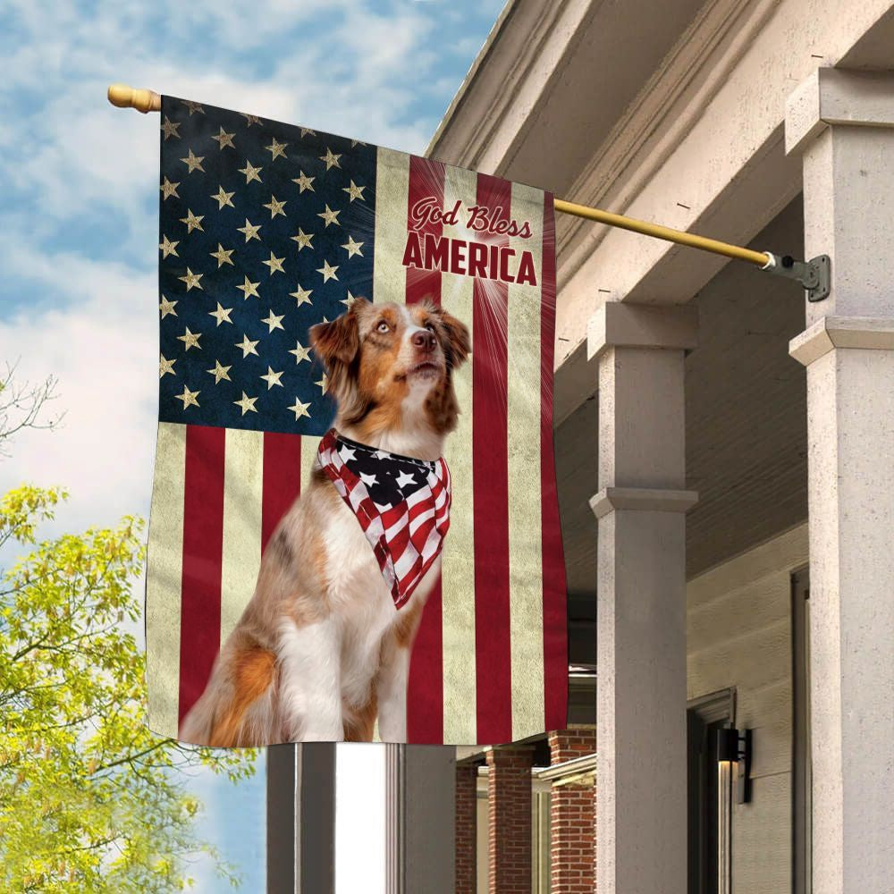 Dog Garden Flags, Australian Shepherd God Bless House Flag, Dog Flags For House, Dog Owner Gift