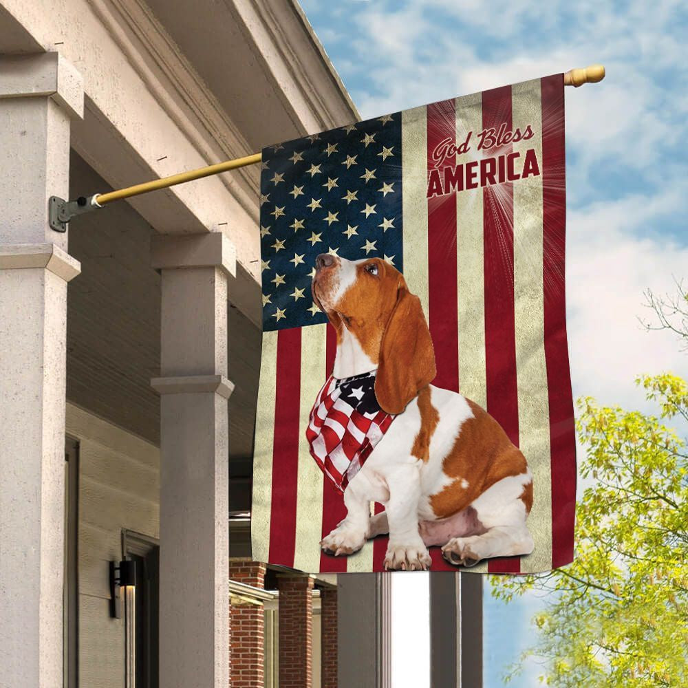Dog Garden Flags, Basset Hound God Bless House Flag, Dog Flags For House, Dog Owner Gift