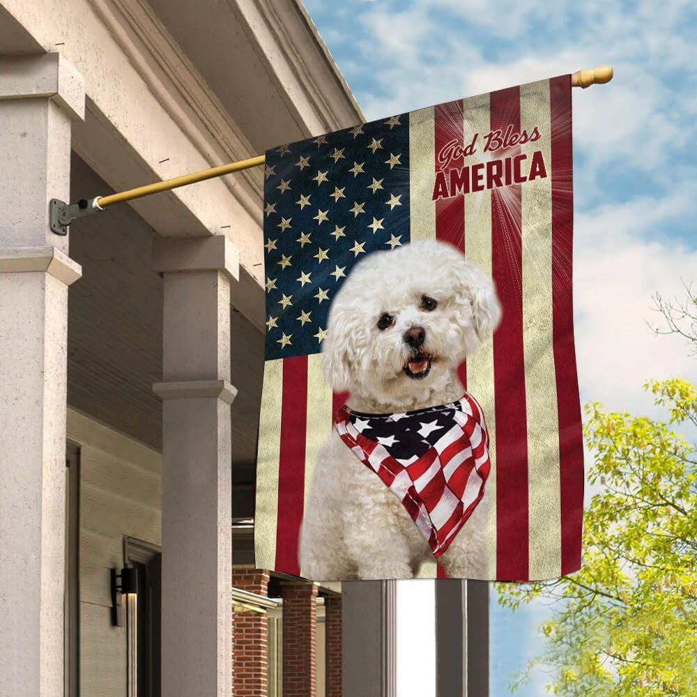 Dog Garden Flags, Bichon Frisé God Bless House Flag, Dog Flags For House, Dog Owner Gift