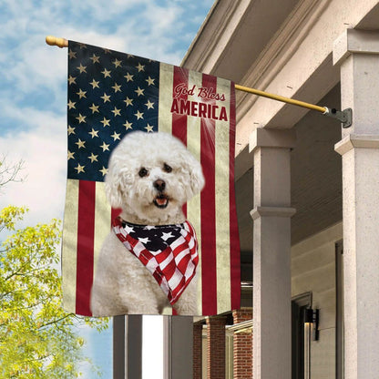 Dog Garden Flags, Bichon Frisé God Bless House Flag, Dog Flags For House, Dog Owner Gift