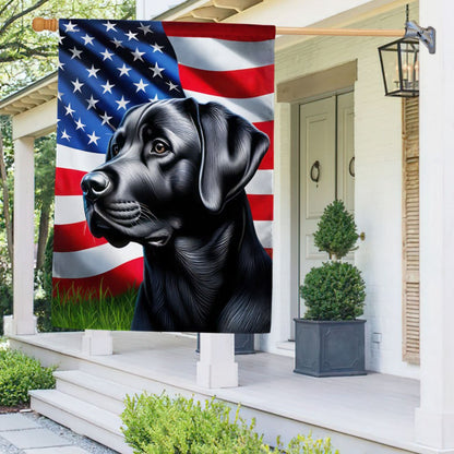 Dog Garden Flags,  Black Labrador Dog American Flag, Dog Flags For House, Dog Owner Gift