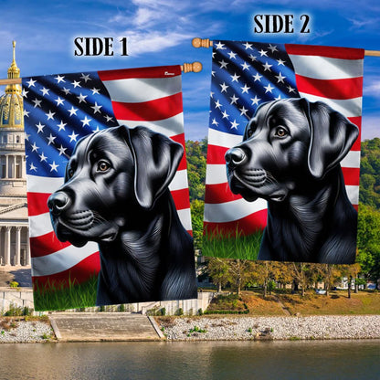 Dog Garden Flags,  Black Labrador Dog American Flag, Dog Flags For House, Dog Owner Gift