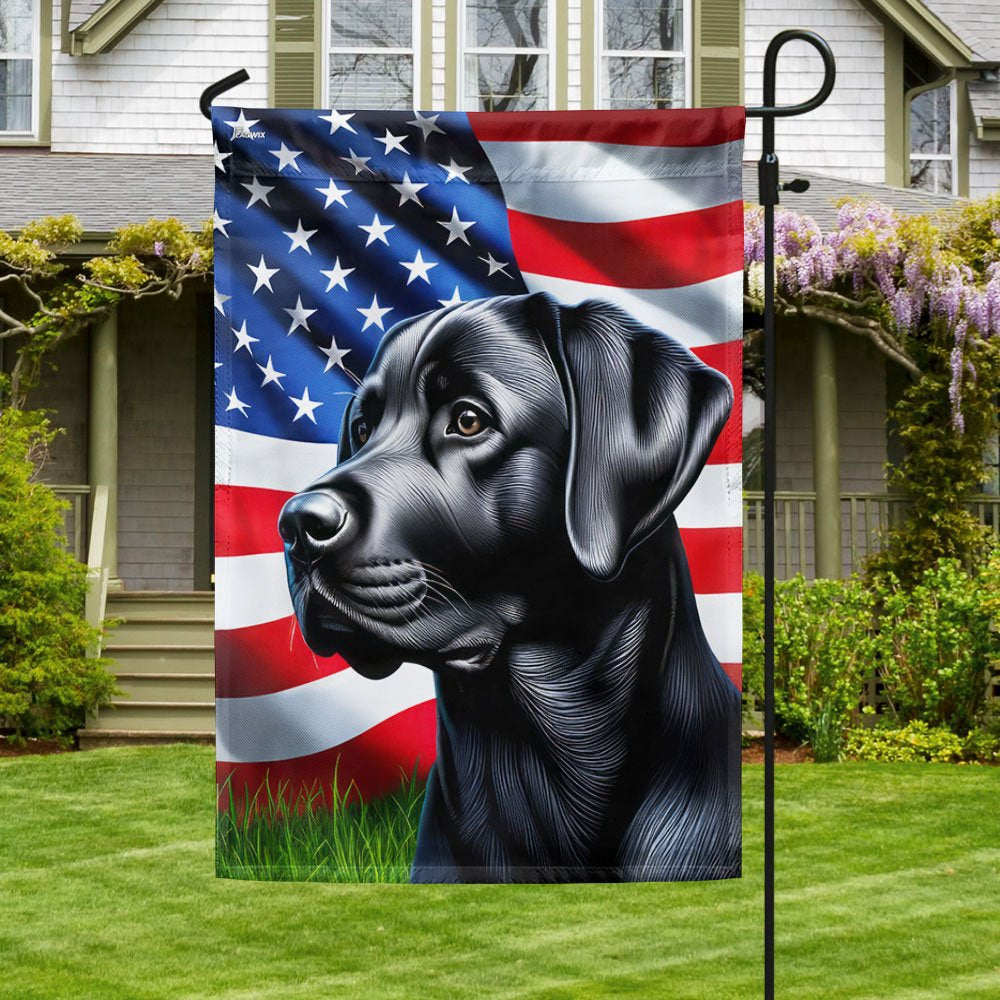Dog Garden Flags,  Black Labrador Dog American Flag, Dog Flags For House, Dog Owner Gift