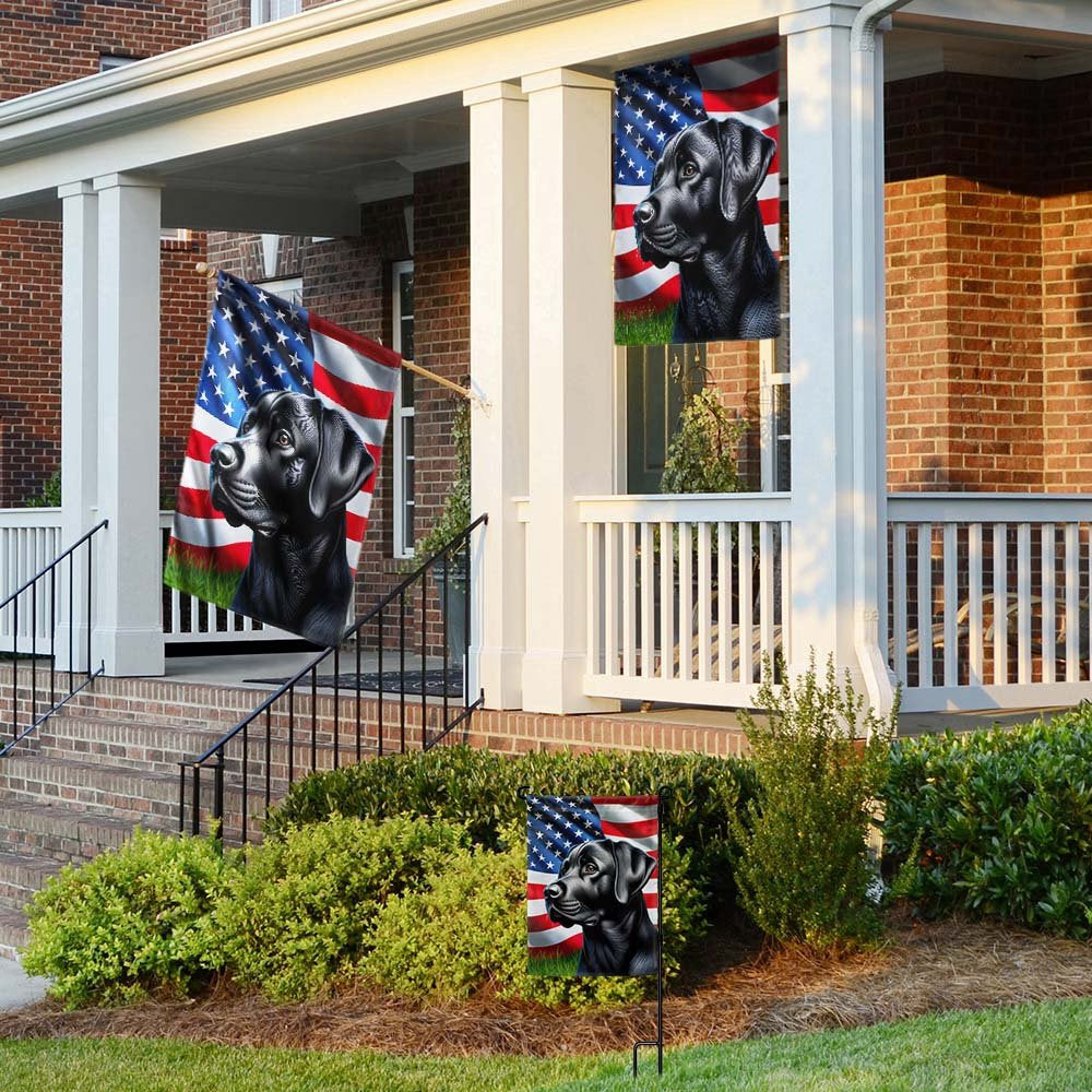 Dog Garden Flags,  Black Labrador Dog American Flag, Dog Flags For House, Dog Owner Gift