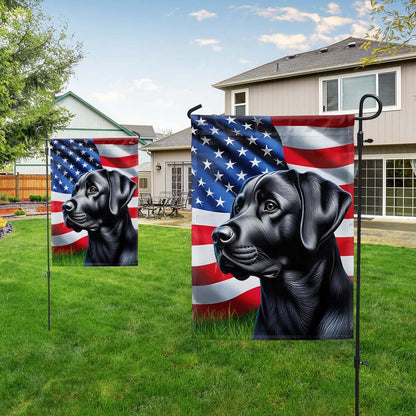Dog Garden Flags,  Black Labrador Dog American Flag, Dog Flags For House, Dog Owner Gift