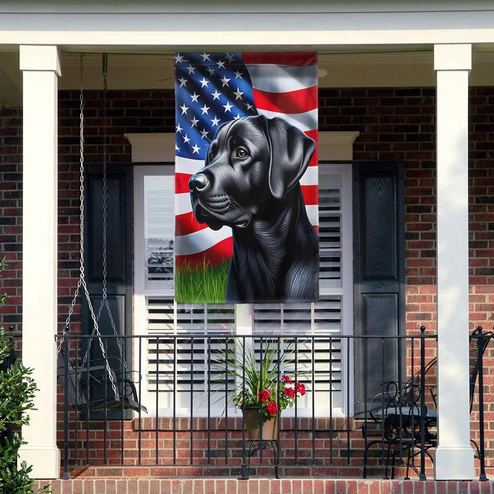 Dog Garden Flags,  Black Labrador Dog American Flag, Dog Flags For House, Dog Owner Gift