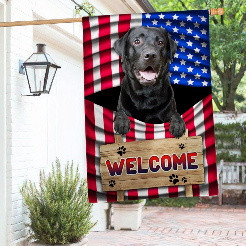 Dog Garden Flags, Black Labrador Dog Welcome American Flag, Dog Flags For House, Dog Owner Gift