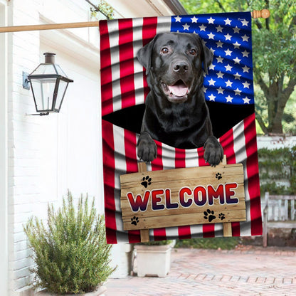 Dog Garden Flags, Black Labrador Dog Welcome American Flag, Dog Flags For House, Dog Owner Gift
