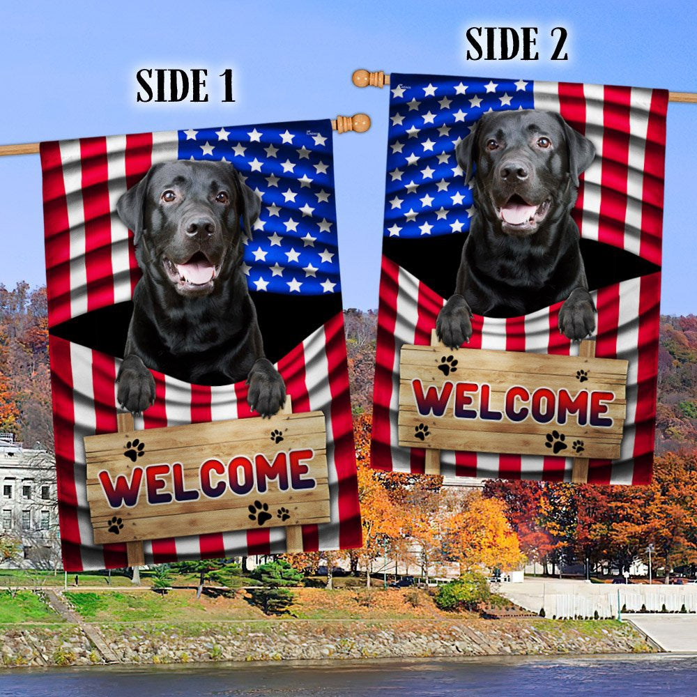 Dog Garden Flags, Black Labrador Dog Welcome American Flag, Dog Flags For House, Dog Owner Gift