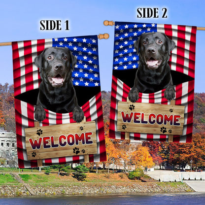 Dog Garden Flags, Black Labrador Dog Welcome American Flag, Dog Flags For House, Dog Owner Gift