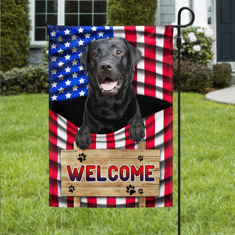 Dog Garden Flags, Black Labrador Dog Welcome American Flag, Dog Flags For House, Dog Owner Gift