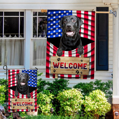 Dog Garden Flags, Black Labrador Dog Welcome American Flag, Dog Flags For House, Dog Owner Gift