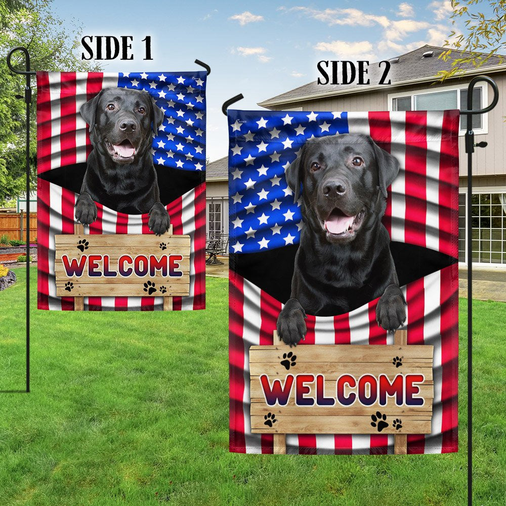 Dog Garden Flags, Black Labrador Dog Welcome American Flag, Dog Flags For House, Dog Owner Gift