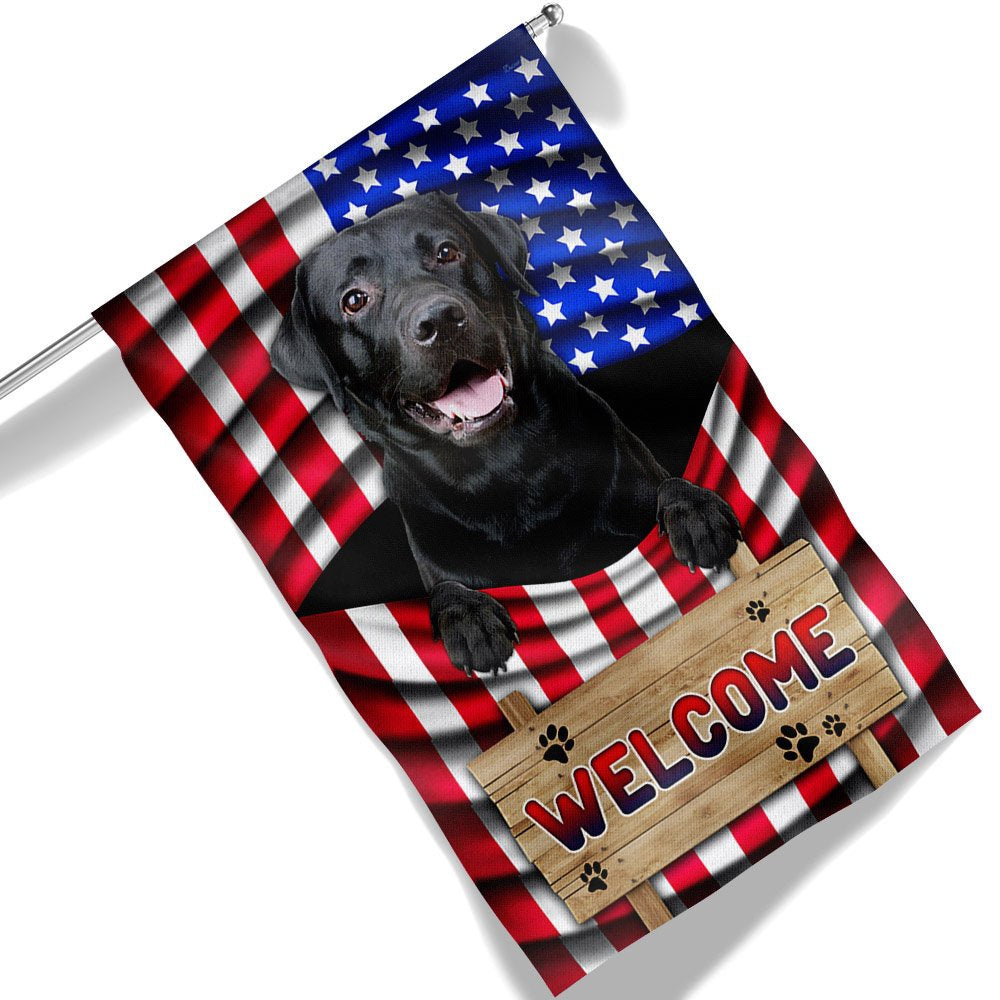 Dog Garden Flags, Black Labrador Dog Welcome American Flag, Dog Flags For House, Dog Owner Gift