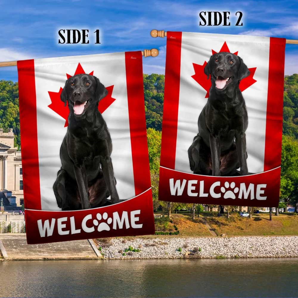 Dog Garden Flags, Black Labrador Retriever Dog Welcome Canadian Flag, Dog Flags For House, Dog Owner Gift