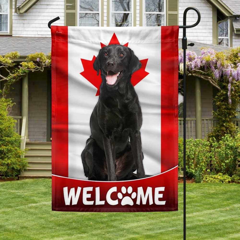 Dog Garden Flags, Black Labrador Retriever Dog Welcome Canadian Flag, Dog Flags For House, Dog Owner Gift