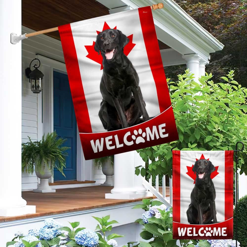 Dog Garden Flags, Black Labrador Retriever Dog Welcome Canadian Flag, Dog Flags For House, Dog Owner Gift