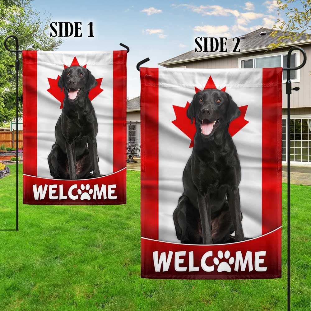 Dog Garden Flags, Black Labrador Retriever Dog Welcome Canadian Flag, Dog Flags For House, Dog Owner Gift