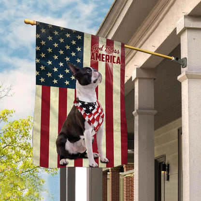 Dog Garden Flags, Boston Terrier God Bless House Flag, Dog Flags For House, Dog Owner Gift