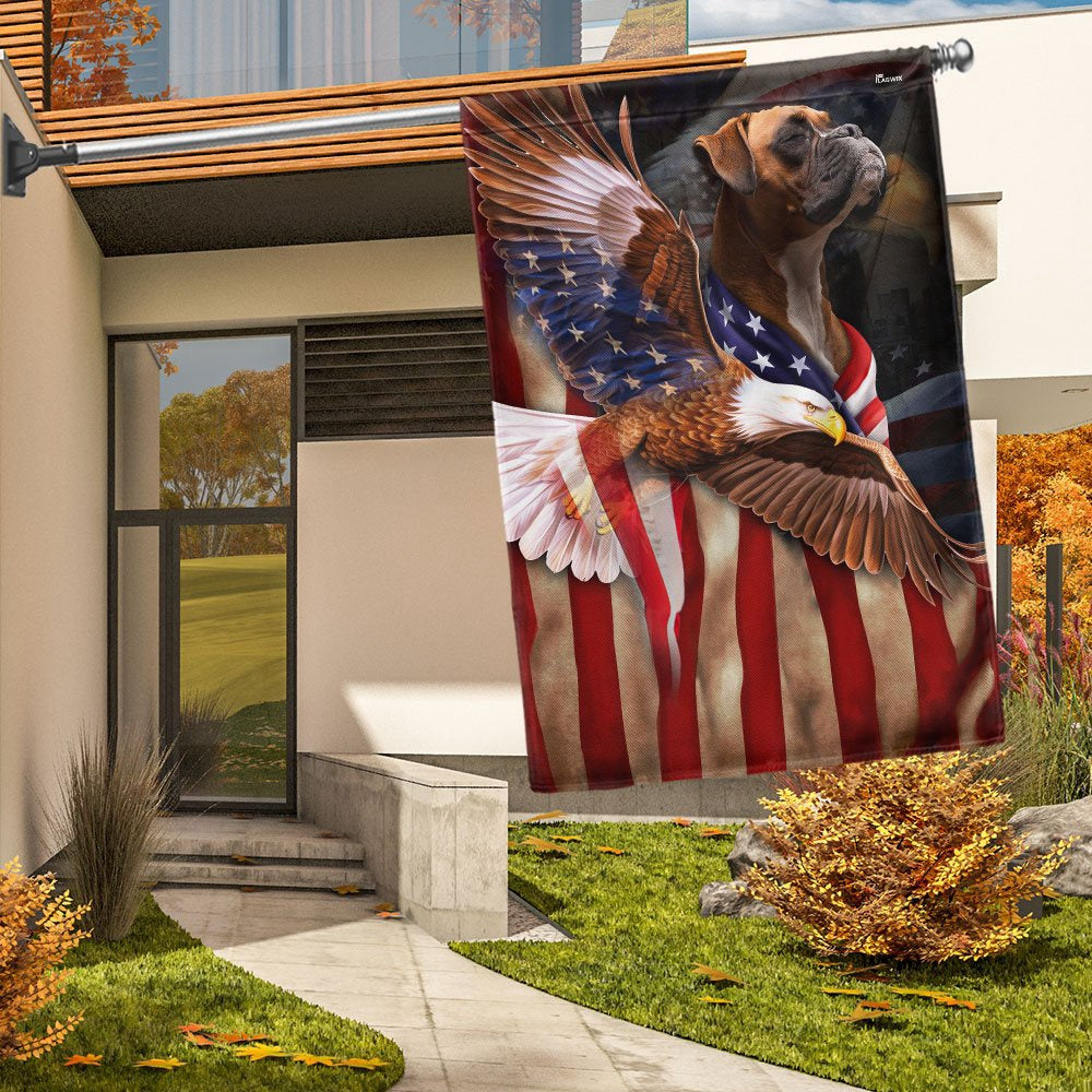 Dog Garden Flags, Boxer Dog Wrapped In Glory American Flag, Dog Flags For House, Dog Owner Gift