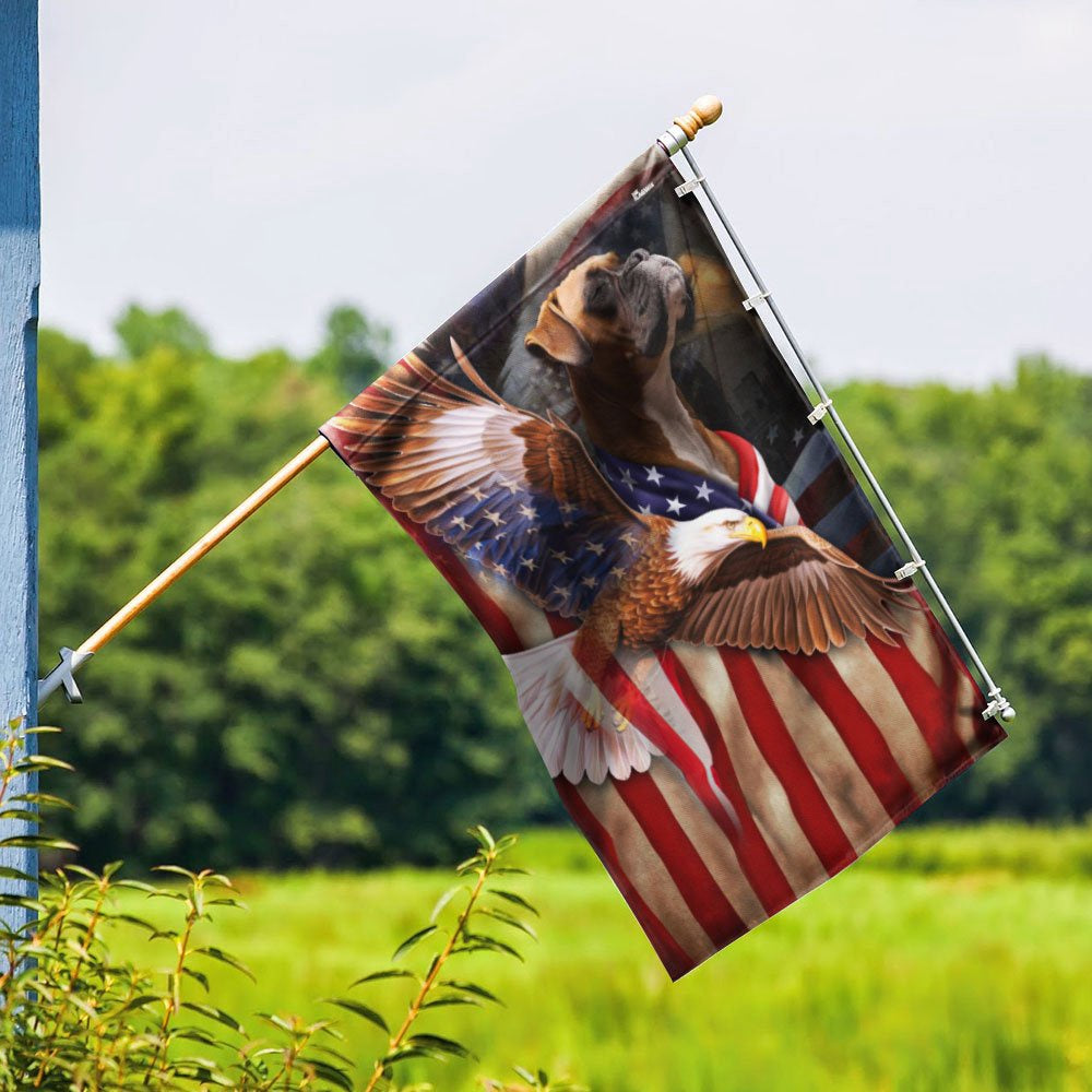 Dog Garden Flags, Boxer Dog Wrapped In Glory American Flag, Dog Flags For House, Dog Owner Gift