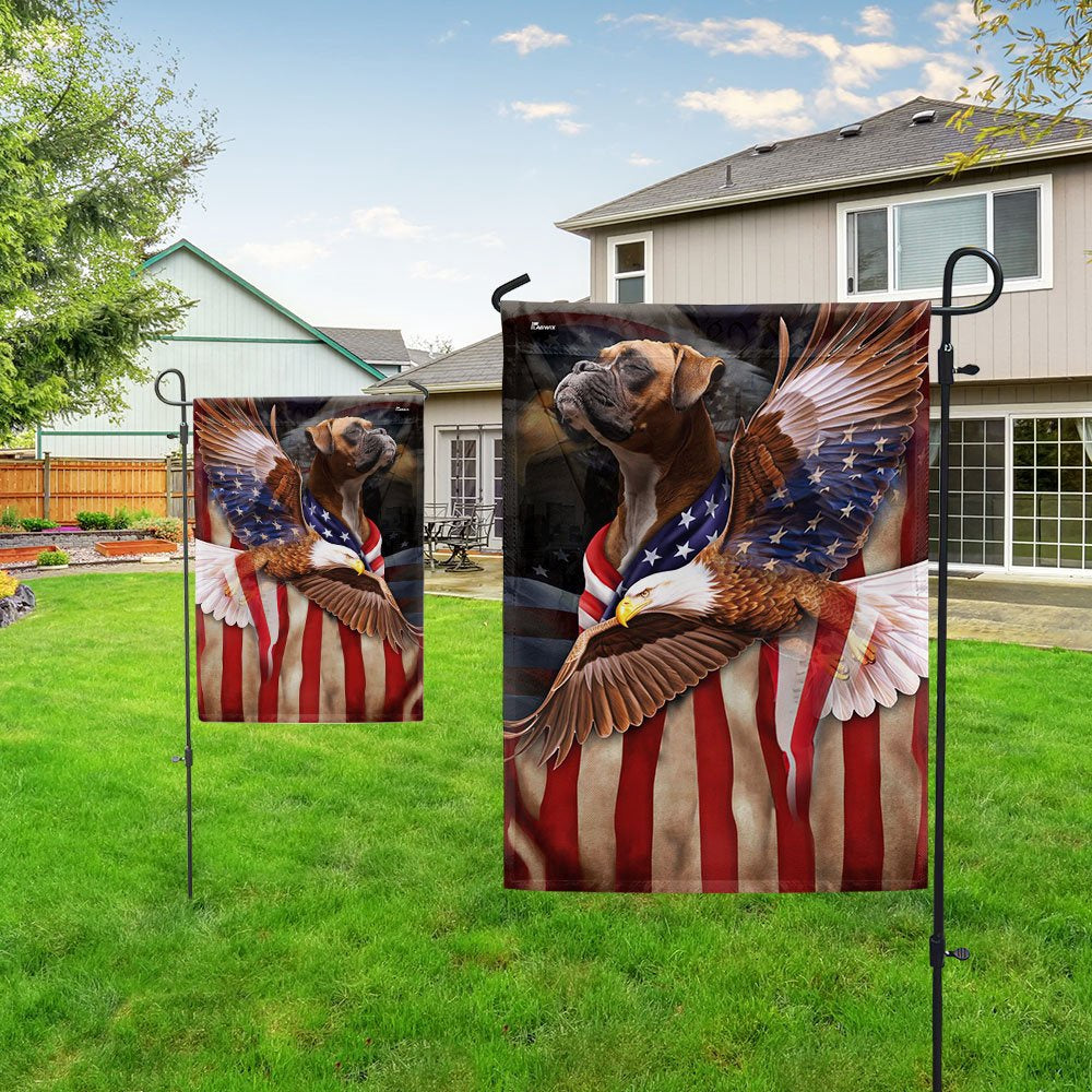Dog Garden Flags, Boxer Dog Wrapped In Glory American Flag, Dog Flags For House, Dog Owner Gift