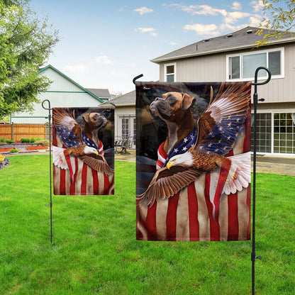 Dog Garden Flags, Boxer Dog Wrapped In Glory American Flag, Dog Flags For House, Dog Owner Gift