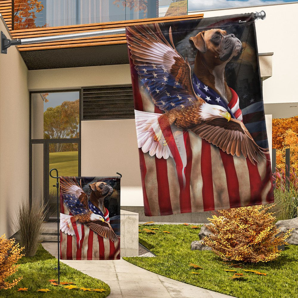 Dog Garden Flags, Boxer Dog Wrapped In Glory American Flag, Dog Flags For House, Dog Owner Gift