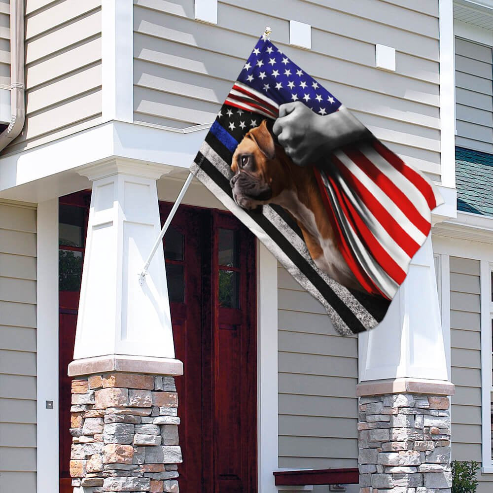 Dog Garden Flags, Boxer The Thin Blue Line America US Flag, Dog Flags For House, Dog Owner Gift