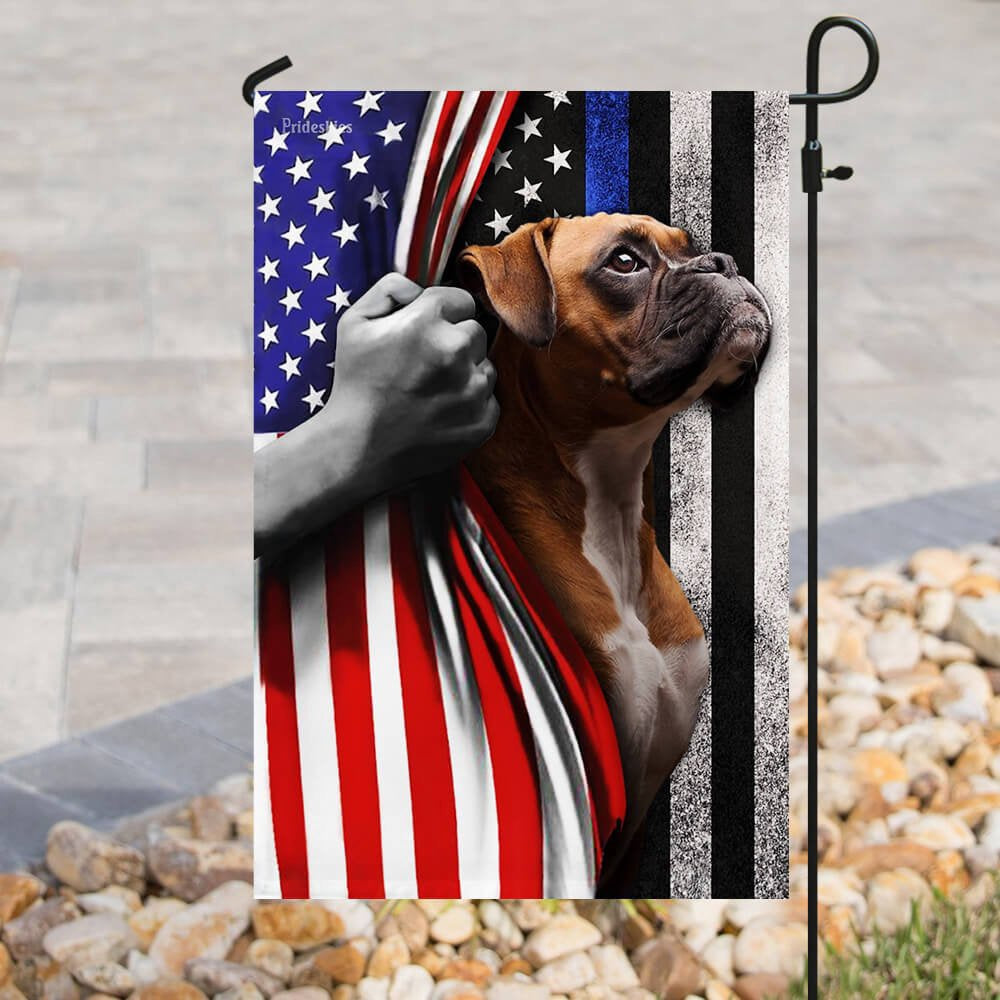 Dog Garden Flags, Boxer The Thin Blue Line America US Flag, Dog Flags For House, Dog Owner Gift
