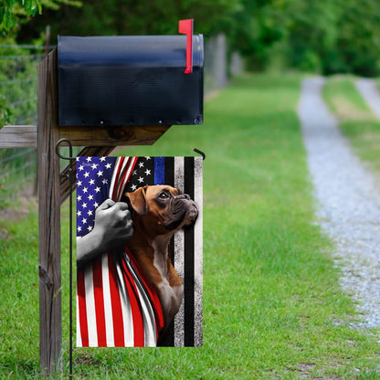 Dog Garden Flags, Boxer The Thin Blue Line America US Flag, Dog Flags For House, Dog Owner Gift