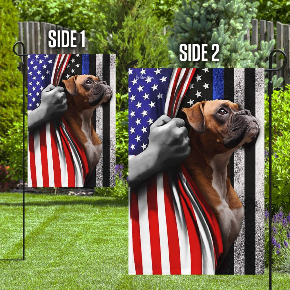 Dog Garden Flags, Boxer The Thin Blue Line America US Flag, Dog Flags For House, Dog Owner Gift