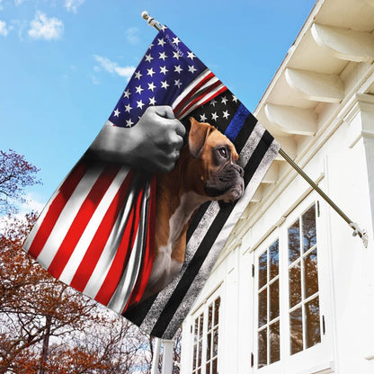 Dog Garden Flags, Boxer The Thin Blue Line America US Flag, Dog Flags For House, Dog Owner Gift