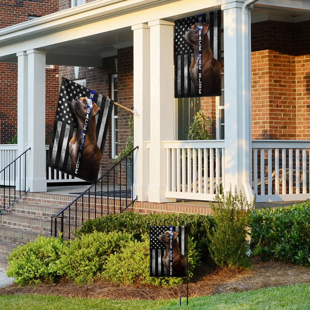 Dog Garden Flags, Boxer We Back the Blue Thin Blue Line Flag, Dog Flags For House, Dog Owner Gift
