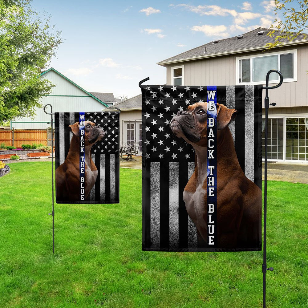 Dog Garden Flags, Boxer We Back the Blue Thin Blue Line Flag, Dog Flags For House, Dog Owner Gift