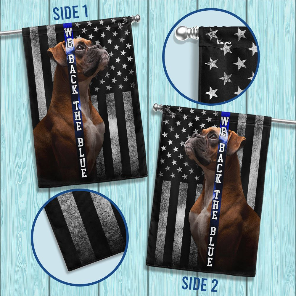 Dog Garden Flags, Boxer We Back the Blue Thin Blue Line Flag, Dog Flags For House, Dog Owner Gift