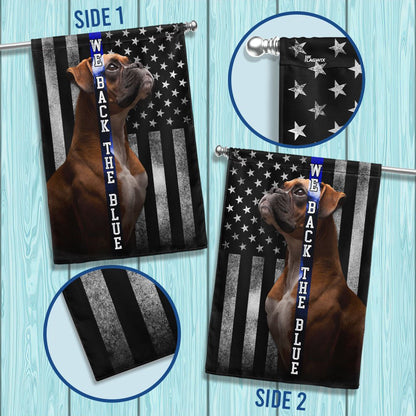 Dog Garden Flags, Boxer We Back the Blue Thin Blue Line Flag, Dog Flags For House, Dog Owner Gift