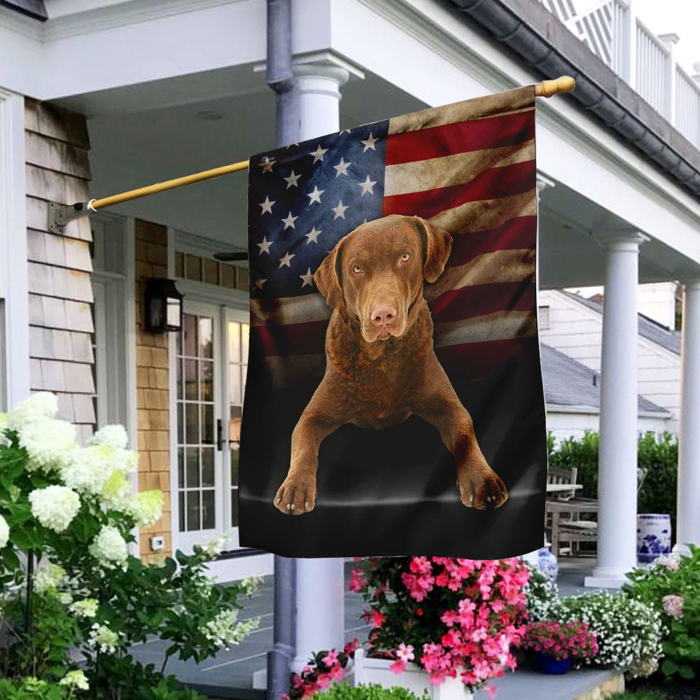 Dog Garden Flags, Chesapeake Bay Retriever Dog American Flag, Dog Flags For House, Dog Owner Gift