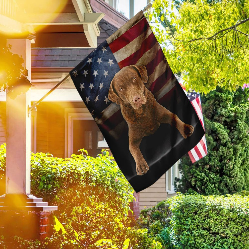 Dog Garden Flags, Chesapeake Bay Retriever Dog American Flag, Dog Flags For House, Dog Owner Gift