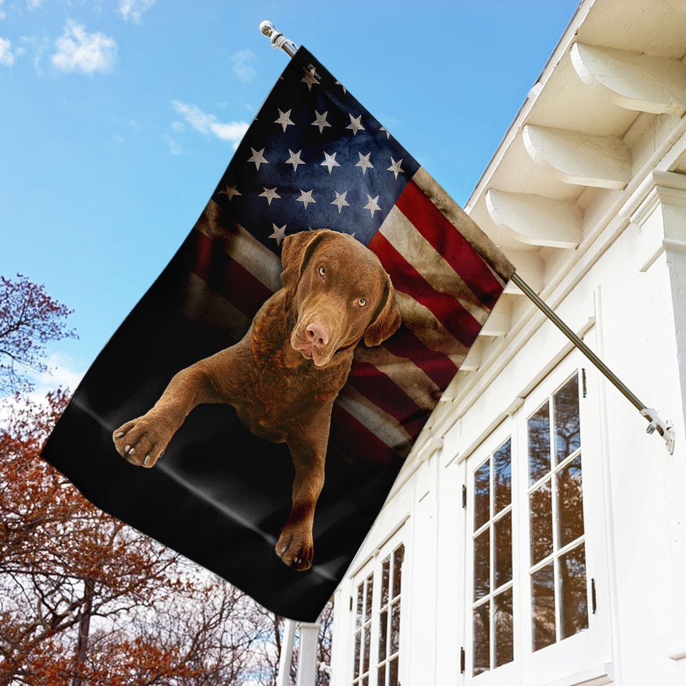 Dog Garden Flags, Chesapeake Bay Retriever Dog American Flag, Dog Flags For House, Dog Owner Gift