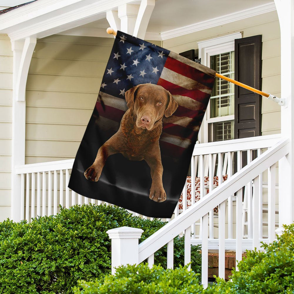 Dog Garden Flags, Chesapeake Bay Retriever Dog American Flag, Dog Flags For House, Dog Owner Gift