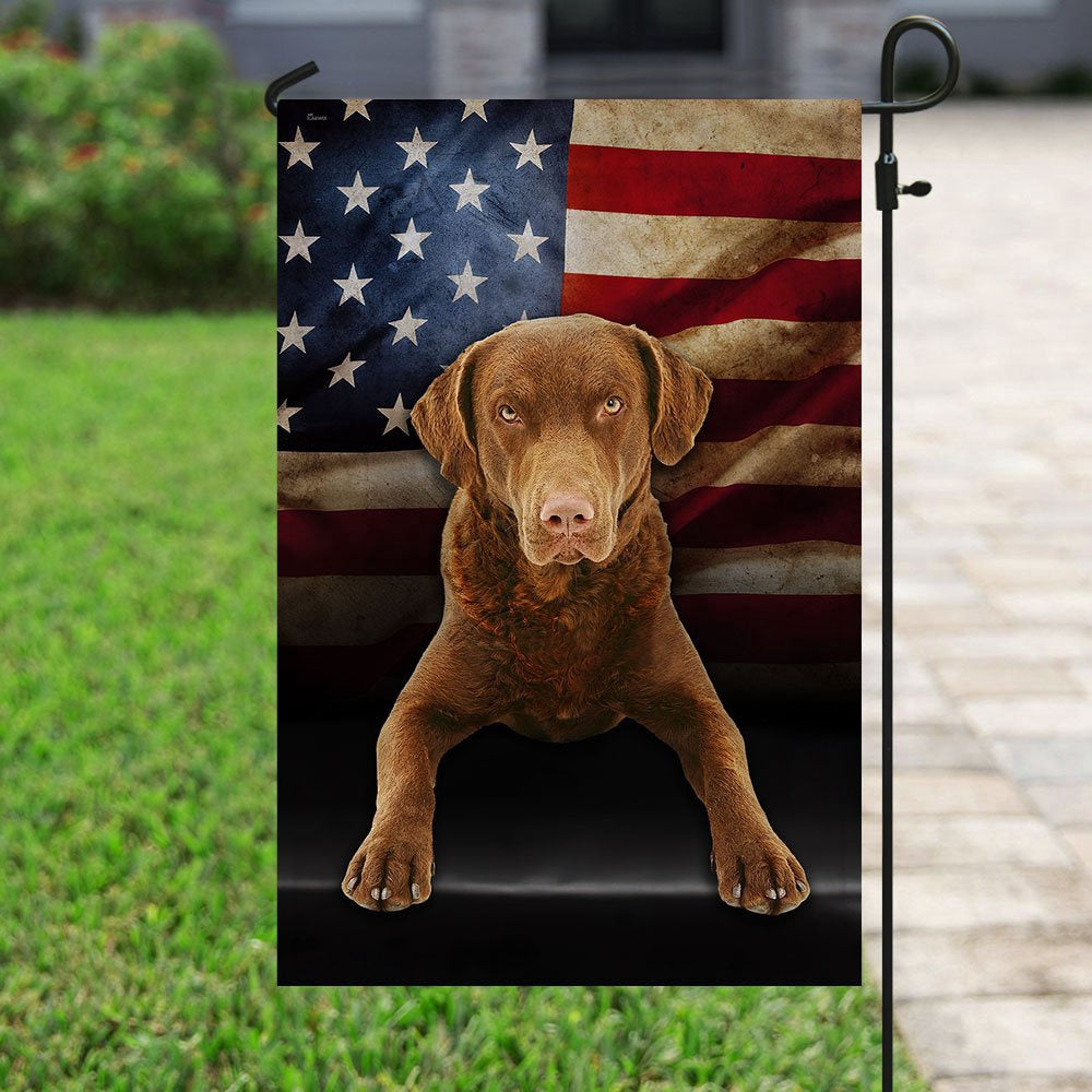 Dog Garden Flags, Chesapeake Bay Retriever Dog American Flag, Dog Flags For House, Dog Owner Gift